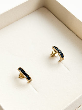 Sapphire Half Hoop Earrings | 9ct Gold | 1.57g