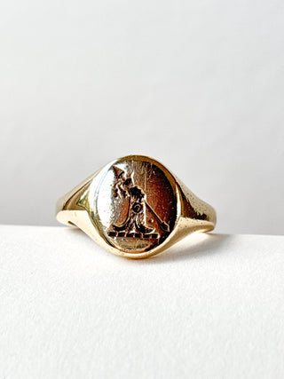 Engraved Oval Signet Ring | 9ct Gold | 9.55g | Size T