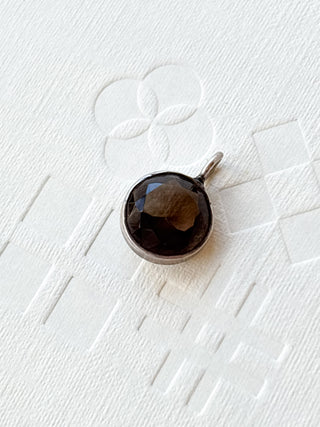Round Brilliant-Cut Smoky Quartz Pendant | Sterling Silver | 1.17g | 12mm