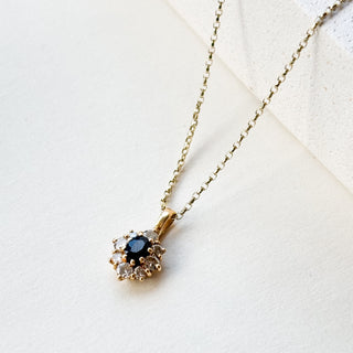 Diamond and Sapphire Cluster Pendant | 9ct Gold | 1cm | 0.84g |