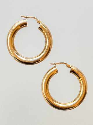 Tube Hoop Earrings | 9ct Gold | 3cm | 3.76g