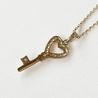 Key CZ charm | 9ct Gold | 18-Inch Fine Cable Link Chain | 1.6g