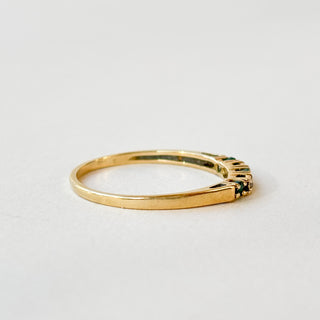 Emerald & Diamond band | 14ct Gold | Emerald + 8-Cut Natural Diamond | Size N 1/2| 1.2g