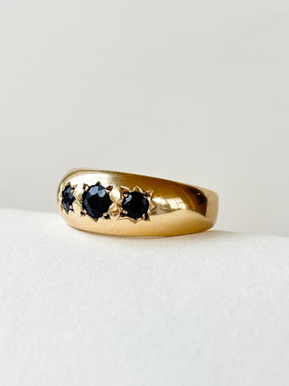 Sapphire Star Set Gypsy Ring | 9ct Gold | Size S | 4.68g