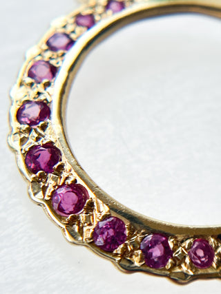 Crescent Moon with Natural & Syn Rubies | 9ct | 18-Inch Diamond Anchor Chain | 2.19g