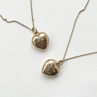 Puffy Hearts Necklace | 18" Fine Cable Link Chain