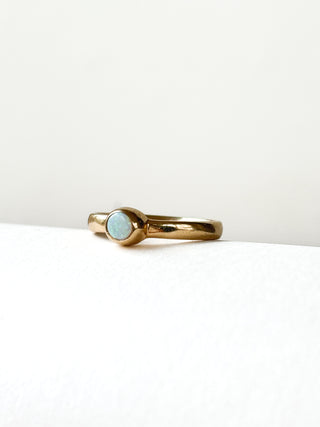 White Opal Bezel Set Ring | 9ct Gold | Size N | 2.90g
