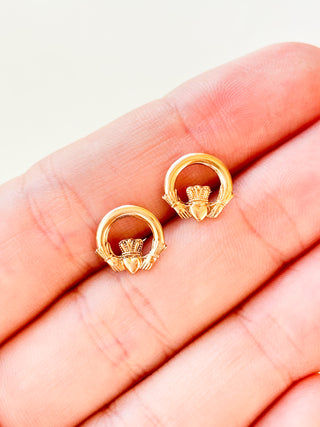 Claddagh Stud Earrings | 9ct Gold | 0.89g | 10mm