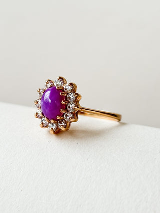Synthetic Star Ruby & CZ Ring | 14ct Gold | Size N | 3.00g