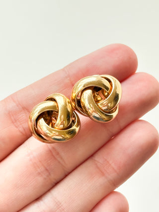 Large Woven Knot Earrings | 9ct Gold | 7.00g | 15mm