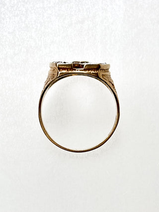 CZ Horseshoe Ring | 9ct Gold | Size S | 5.75g