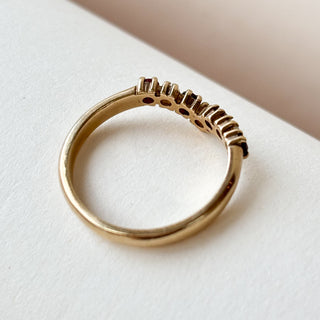 Natural Opal and Garnet Chevron | 9ct Gold | Size P | 2.38g