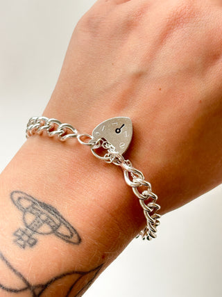 Heart Padlock Bracelet | 925 Silver | 21.10g | 8inch