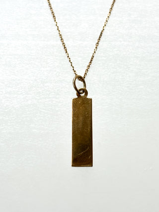 Engraved Rectangle Pendant with Fine Cable Link Chain | 9ct Gold | 18-Inch | 1.26g