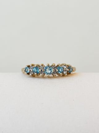 Topaz & Diamond Eternity Band Ring | 9ct Gold | Size O | 1.91g