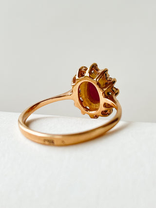 Synthetic Star Ruby & CZ Ring | 14ct Gold | Size N | 3.00g