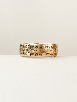 Heavy Inscribed Claddagh Band | 9ct Gold | 4.00g | Size J