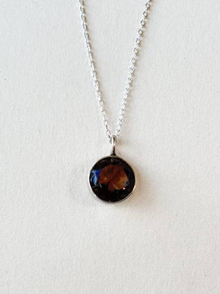 Round Brilliant-Cut Smoky Quartz Pendant | Sterling Silver | 1.17g | 12mm