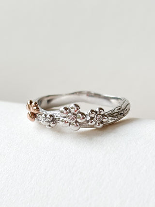 Shamrock CZ Flower Band Ring | 925 Silver | Size Q | 3.42g
