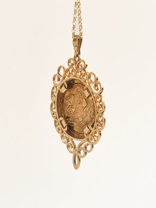 Decorative Coin Pendant | 9ct Gold | 18-Inch Fine Cable Link Chain | 2.55g