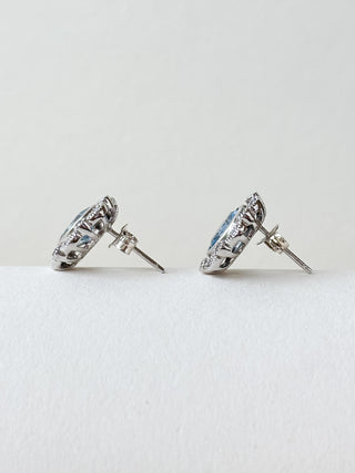 Blue Stone Cluster Earrings | 925 Silver | 3.72g