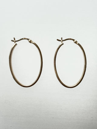 Oval Engraved Hoop Earrings | 9ct Gold | 2cm x 3cm | 2.25g