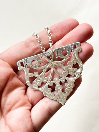 Hand-Engraved Leaf Belt Buckle Conversion Pendant | 10.19g | 48mm x 58mm