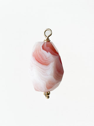 Pink Lace Chalcedony Pendant | 9ct Gold | 18-Inch Fine Diamond Anchor Chain | 9.03g