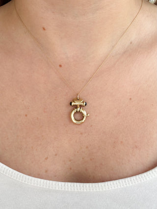 Bolt Ring Clasp Pendant with Sapphire Cabochon | 9ct Gold | 6.60g