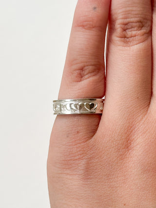 Gaeilge Two Hearts Together Ring | 925 Silver | Size K | 4.66g