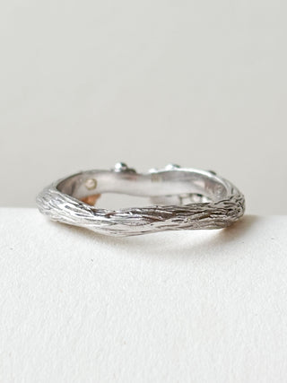 Shamrock CZ Flower Band Ring | 925 Silver | Size Q | 3.42g