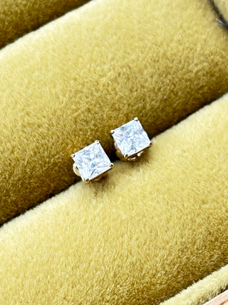 Princess-Cut CZ Stud Earrings | 9ct Gold | 0.55g
