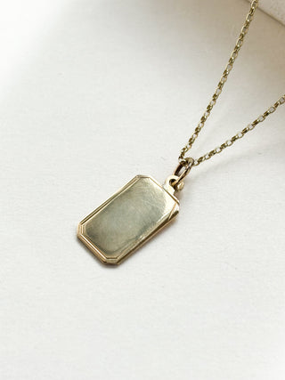Rectangle Pendant | 9ct Gold | 18-Inch Fine Cable Link Chain | 1.32g