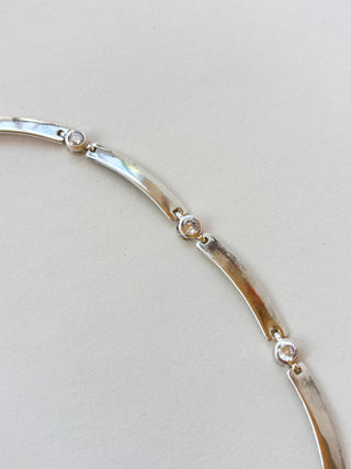 Bar Link Bezel Set CZ Necklace | 925 Silver | 24.45g | 16inches