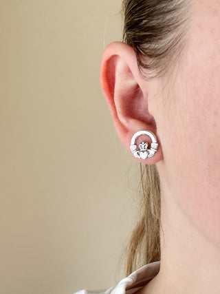 Claddagh Stud Earrings | 925 Silver | 1.94g