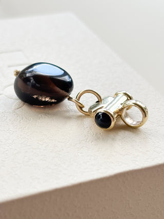 Sapphire Cabochon & Smoky Quartz Pendant | 9ct Gold | 4.50g