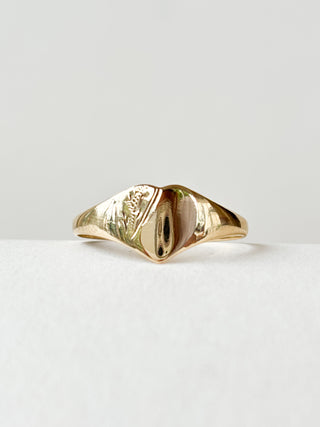 Heart Signet Engraved Ring | 9ct Gold | Size P | Made in Ireland | 1.19g