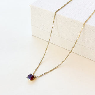Square Ruby Pendant | 14ct Gold | Synthetic Ruby | High-Quality Setting | 18in 9ct Fine Cable Link