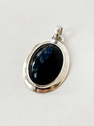 Oval Onyx Pendant | Sterling Silver | 10.42g