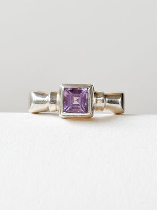 Princess Cut Amethyst Ring | 925 Silver | Size L | 4.72g