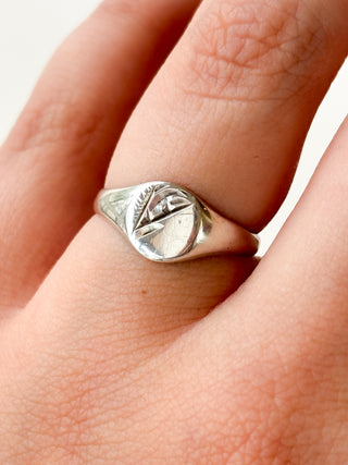 Oval Signet Ring Engraved  | 925 Silver | Size N | 1.33g
