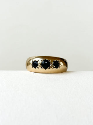 Sapphire Star Set Gypsy Ring | 9ct Gold | Size S | 4.68g