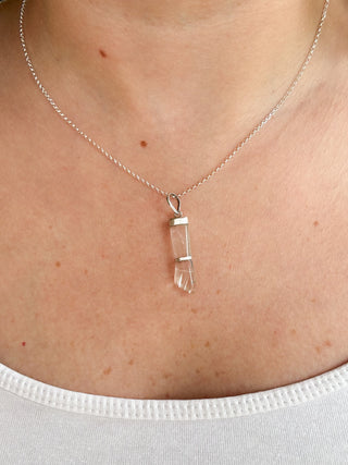 Rock Crystal Quartz Figa Pendant | 925 Silver | 18in Silver Cable Link Chain