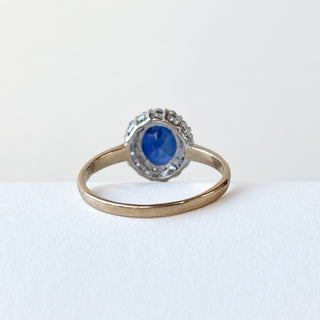 Synthetic Sapphire & CZ Solitaire Ring | 9ct Gold | Size M½ | 1.91g