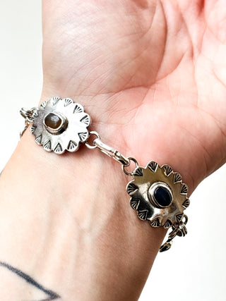 Grey Agate Mexican Silver Bracelet | 925 Silver | 7.09-Inch | 24.81g