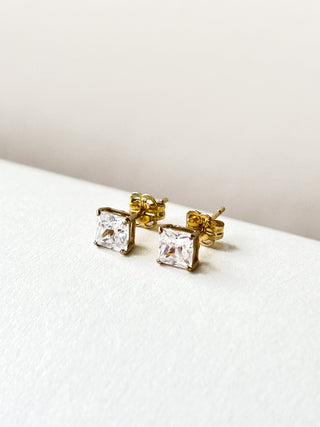 Princess-Cut CZ Stud Earrings | 9ct Gold | 0.55g