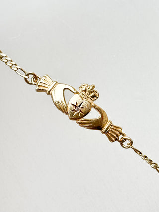 Star Set Claddagh Bracelet | 9ct Gold | 7.09-Inch | 2.58g