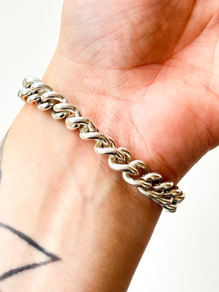 Silver Bracelet | 9ct Gold Engraved Heart | 7-Inch | 39.81g