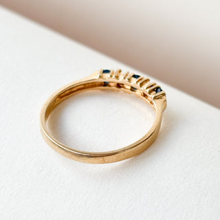 Natural Diamond and Sapphire Half Eternity | 14K Gold | Size N½ | 1.8g