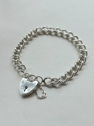 Heart Padlock Bracelet | 925 Silver | 21.10g | 8inch